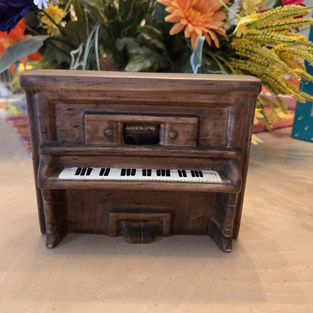 Vintage Ceramic Piano Music Box – 6" x 5" – Working Roll Mechanism
